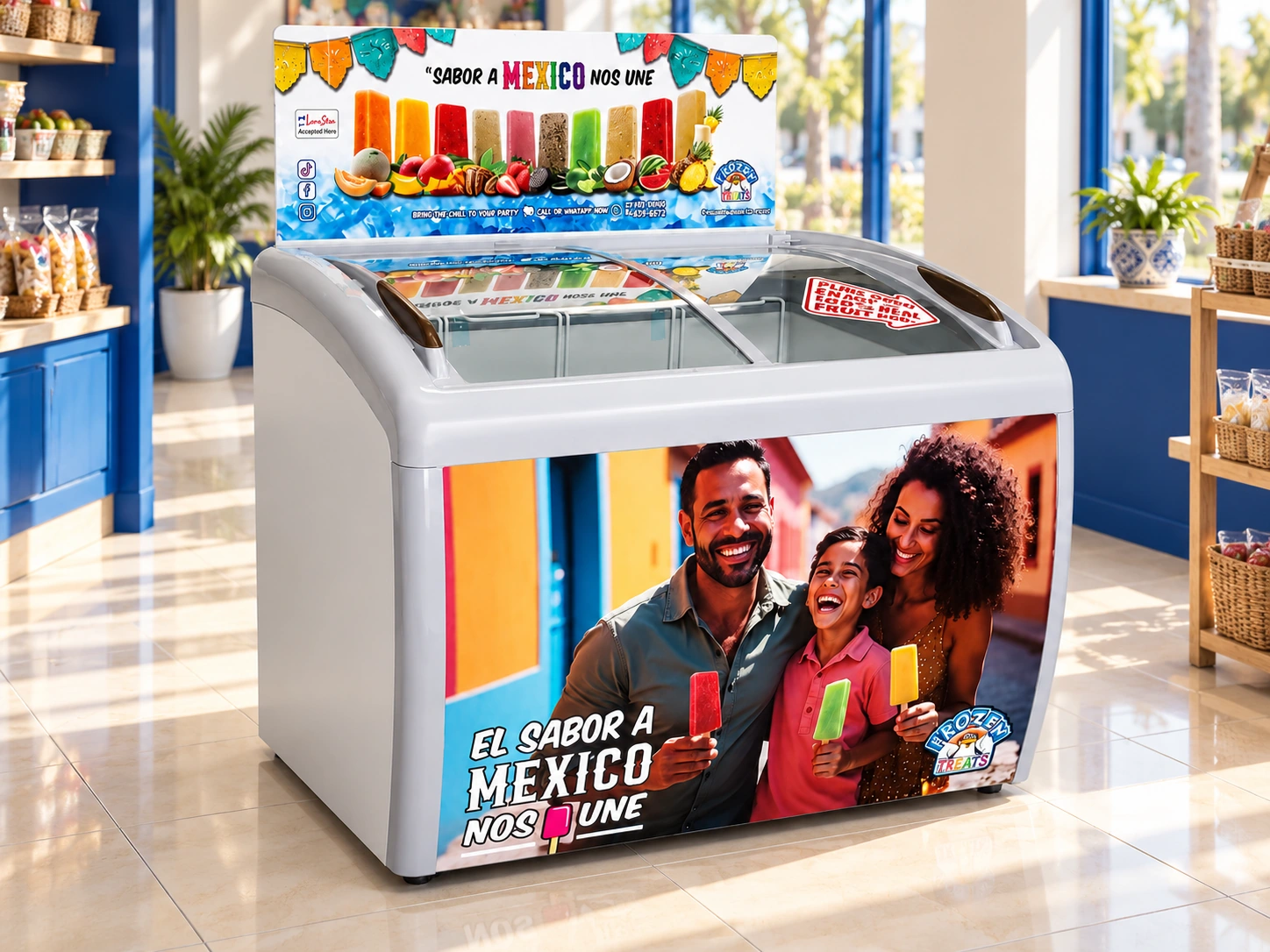 Frozen Treats branded display freezer
